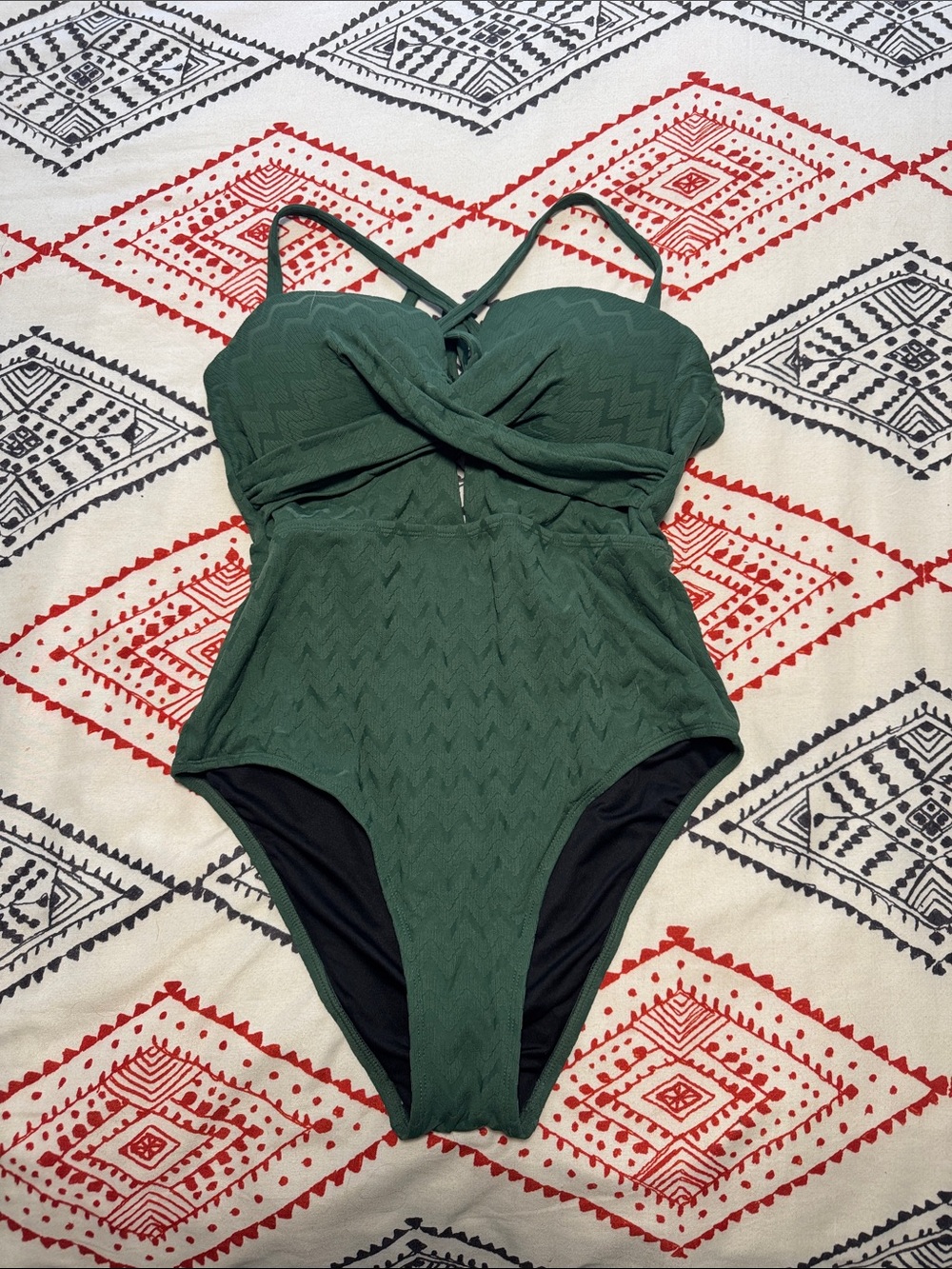 Cupshe Dark Green Textured One-Piece Swimsuit